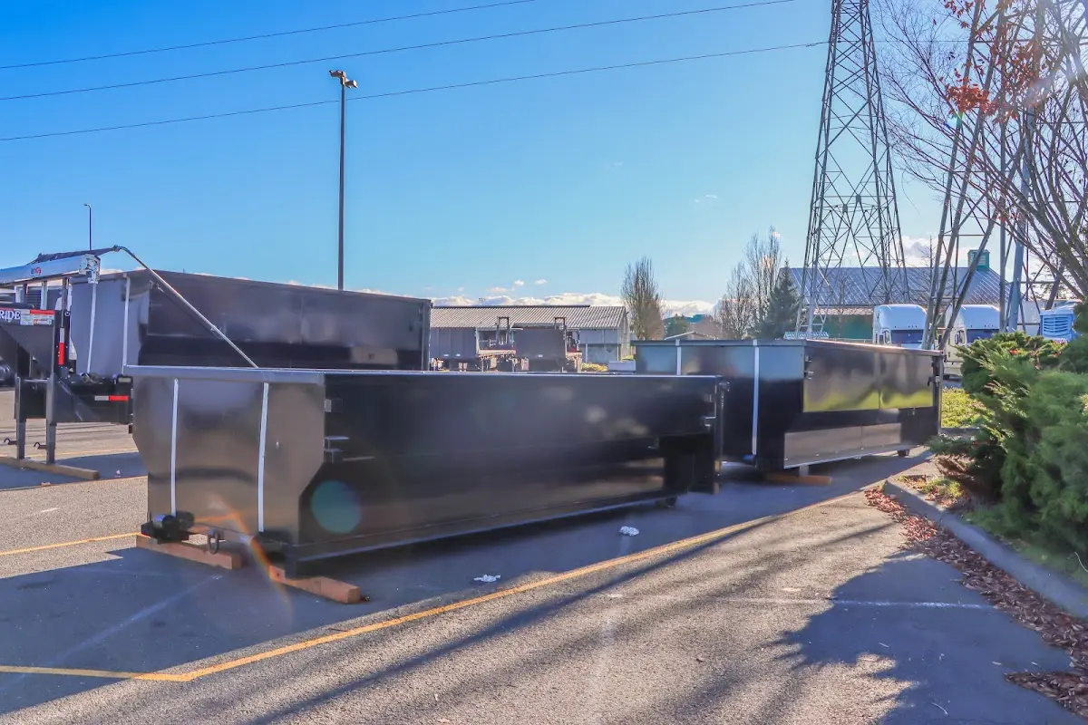 Roll-off dumpster ready for waste disposal at job site for Roll Off Dumpster Rental in Air Force Academy